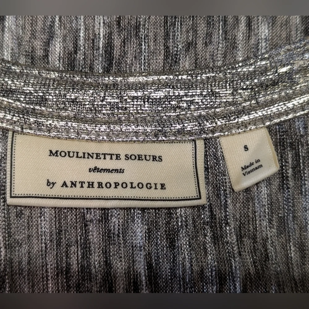 Anthropologie Moulinette Soeurs Shine On Metallic Tank Top S High Neck Stretchy - Picture 11 of 12